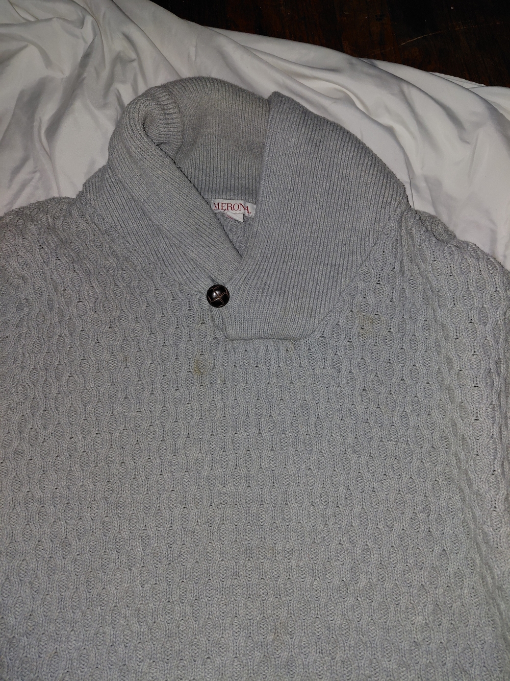 Merona Men's Light Gray Shawl Collar Cable Knit Sweater